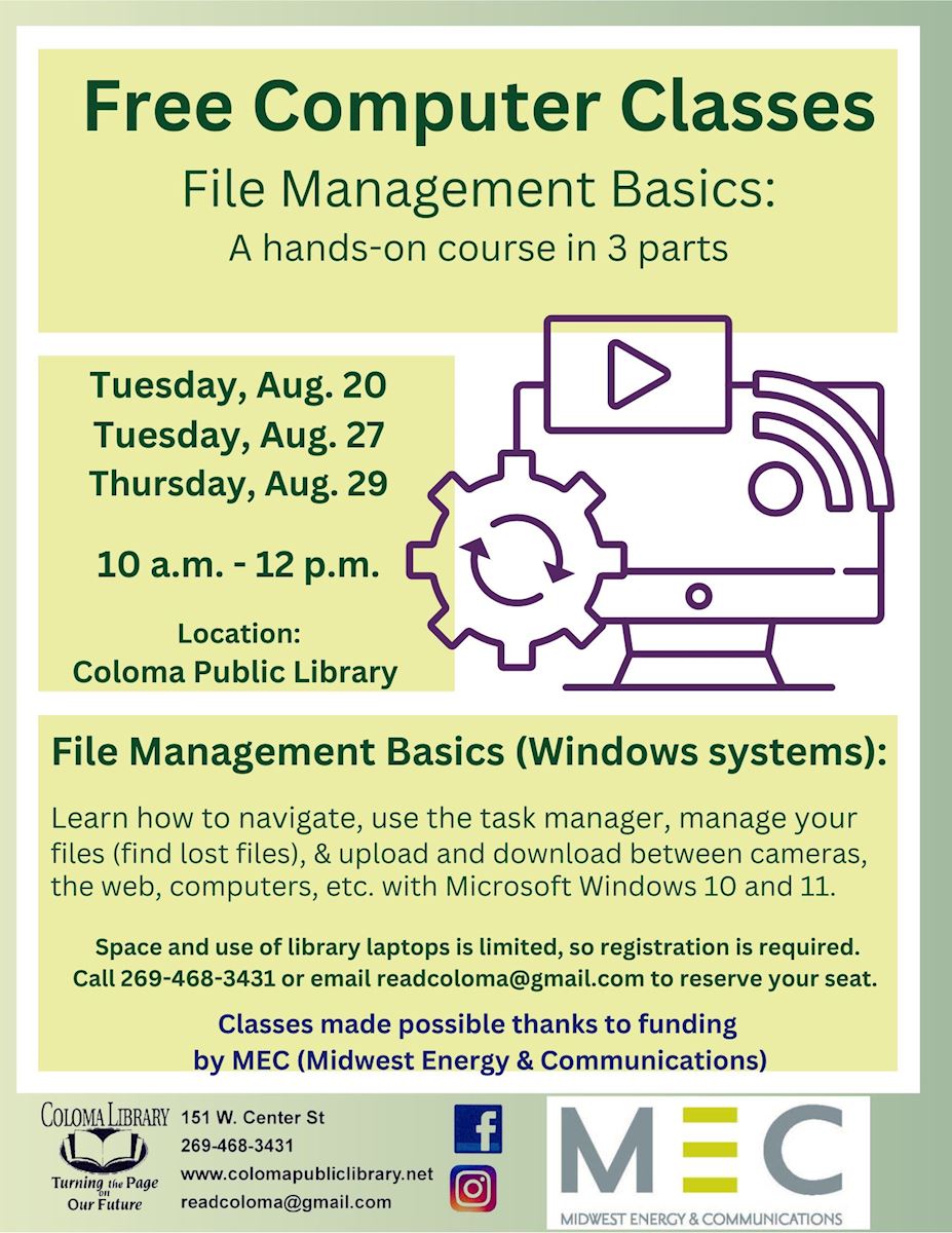 coloma digital literacy class flyer